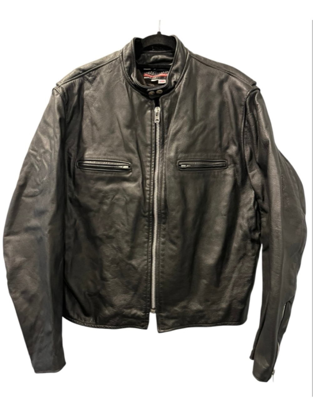 VTG 70's Brooks Black Leather Sportswear Motorcycle Cafe Racer Jacket Large 44